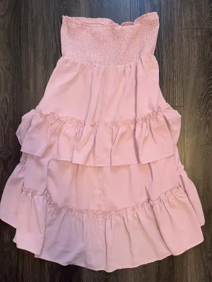 Grace Karin (Large) Pink Blush Ruffle Maxi Skirt with Stretchy Waist