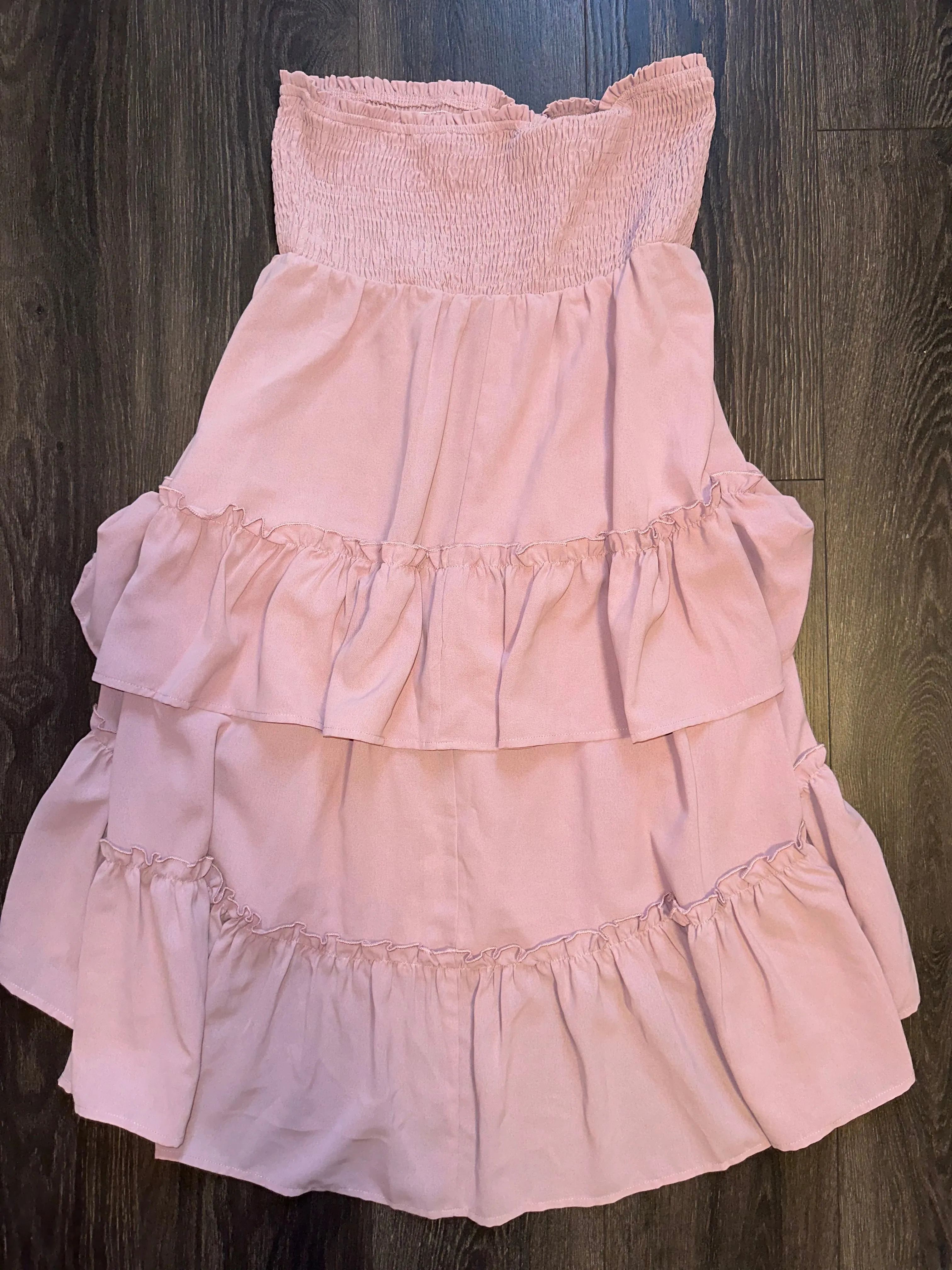 Grace Karin (Large) Pink Blush Ruffle Maxi Skirt with Stretchy Waist