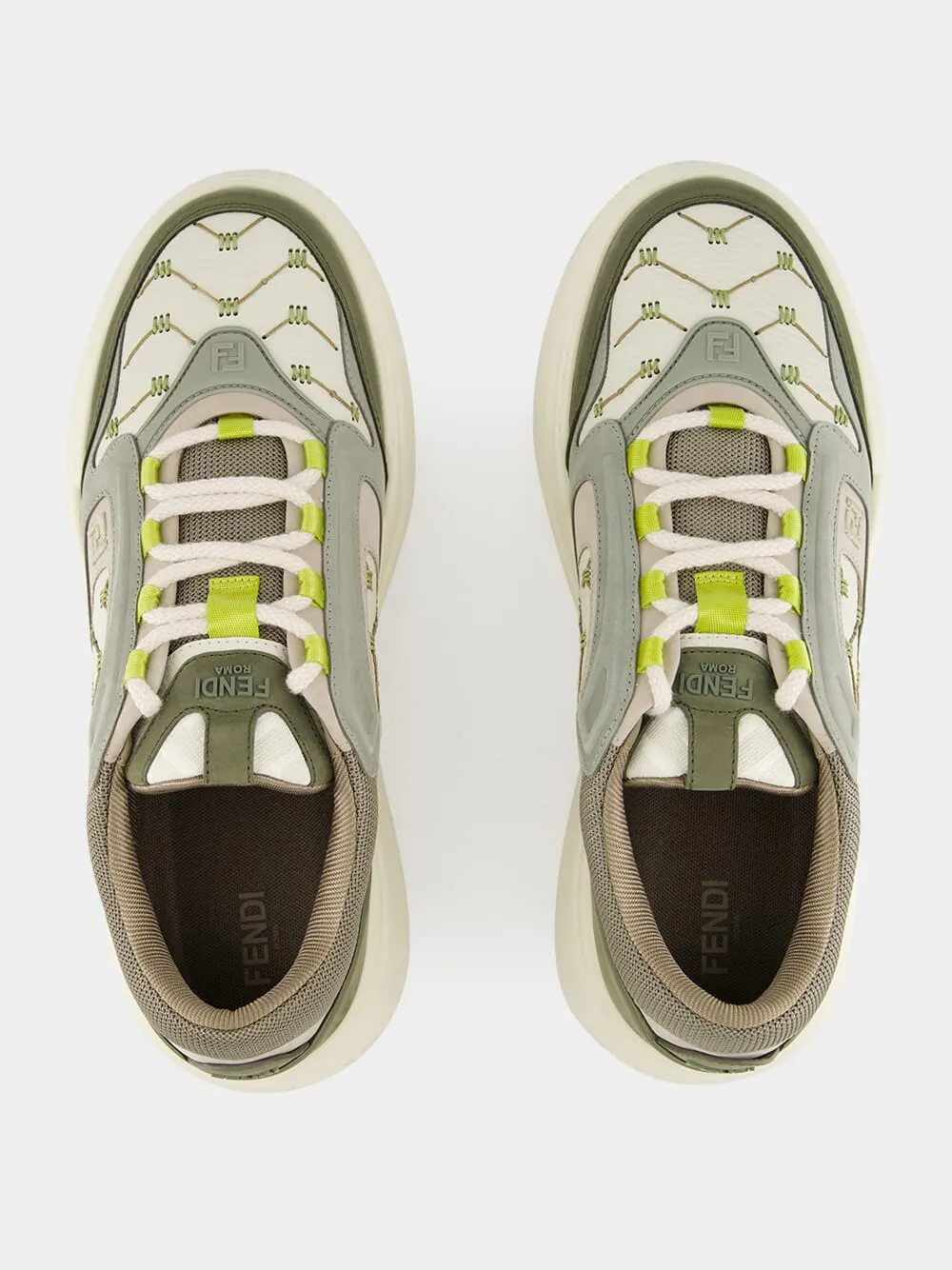 Green Force Leather and Nubuck Sneakers
