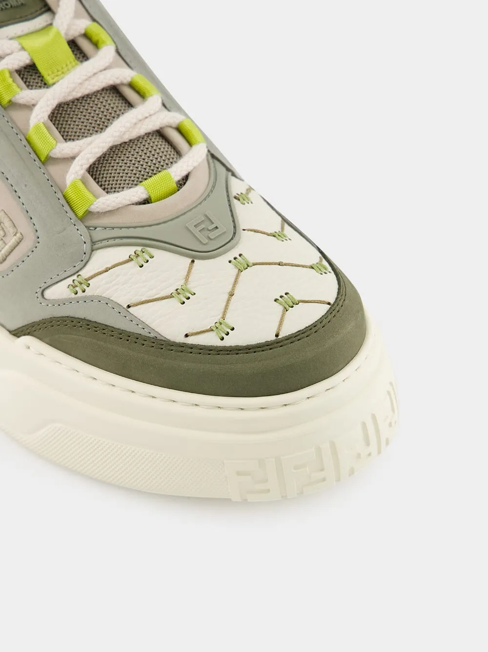 Green Force Leather and Nubuck Sneakers