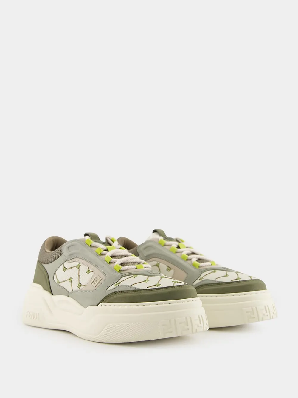 Green Force Leather and Nubuck Sneakers