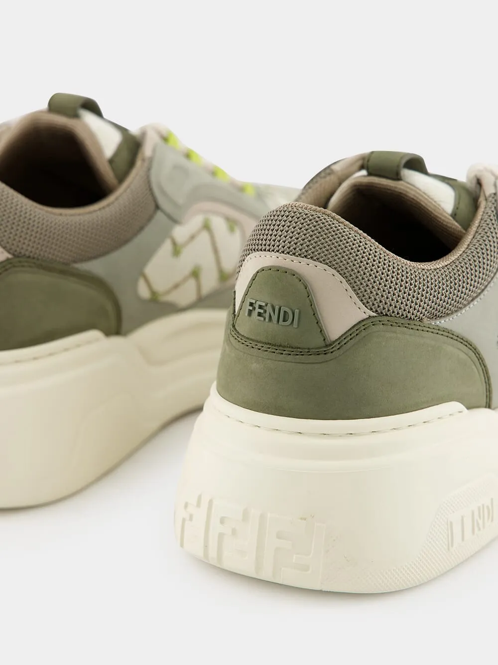 Green Force Leather and Nubuck Sneakers