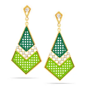 GREEN WHITE CRYSTAL DROP  EARRINGS #HNE84392GDTQ