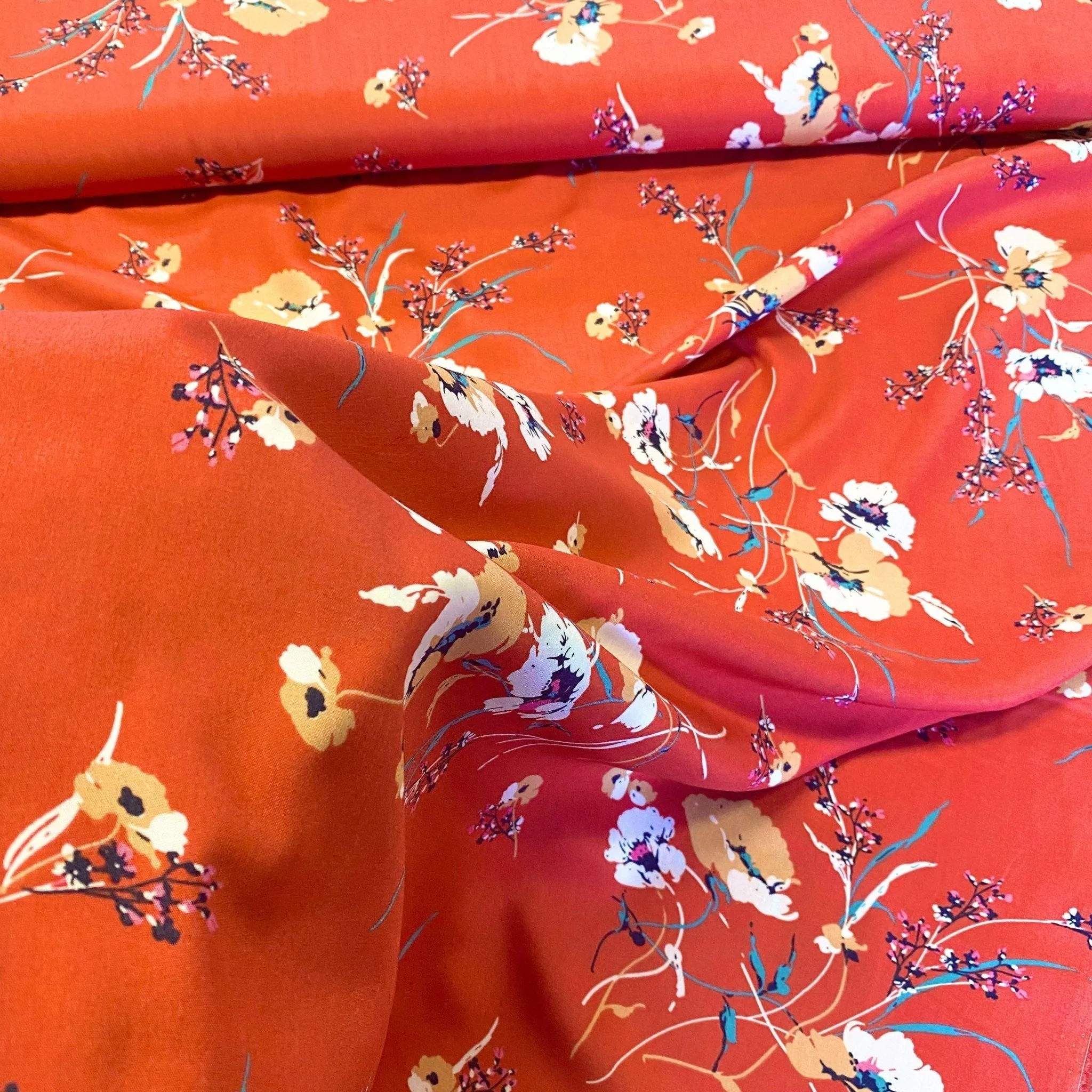 H261 | Grace Blooms Viscose - Orange (38cm end of bolt)