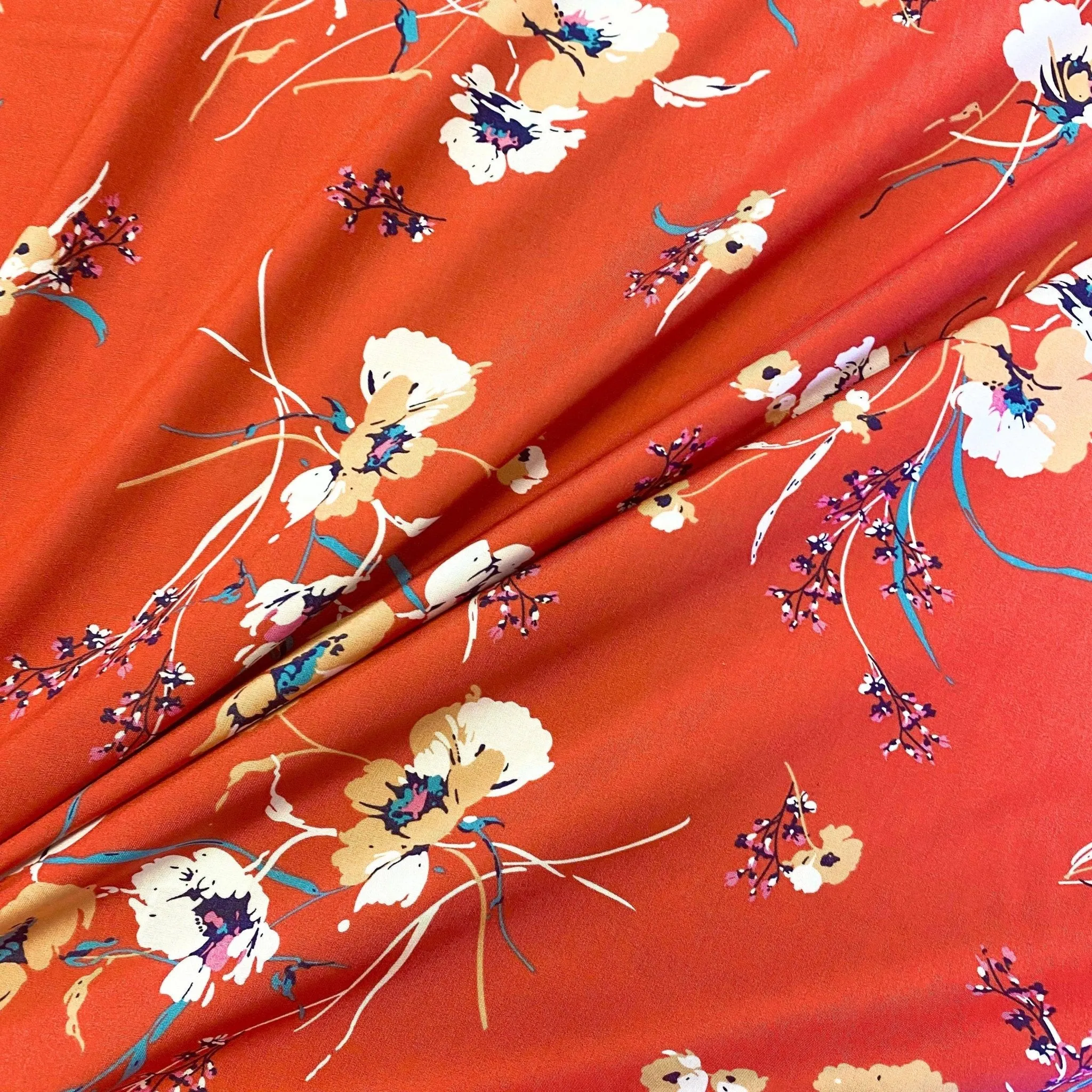 H261 | Grace Blooms Viscose - Orange (38cm end of bolt)