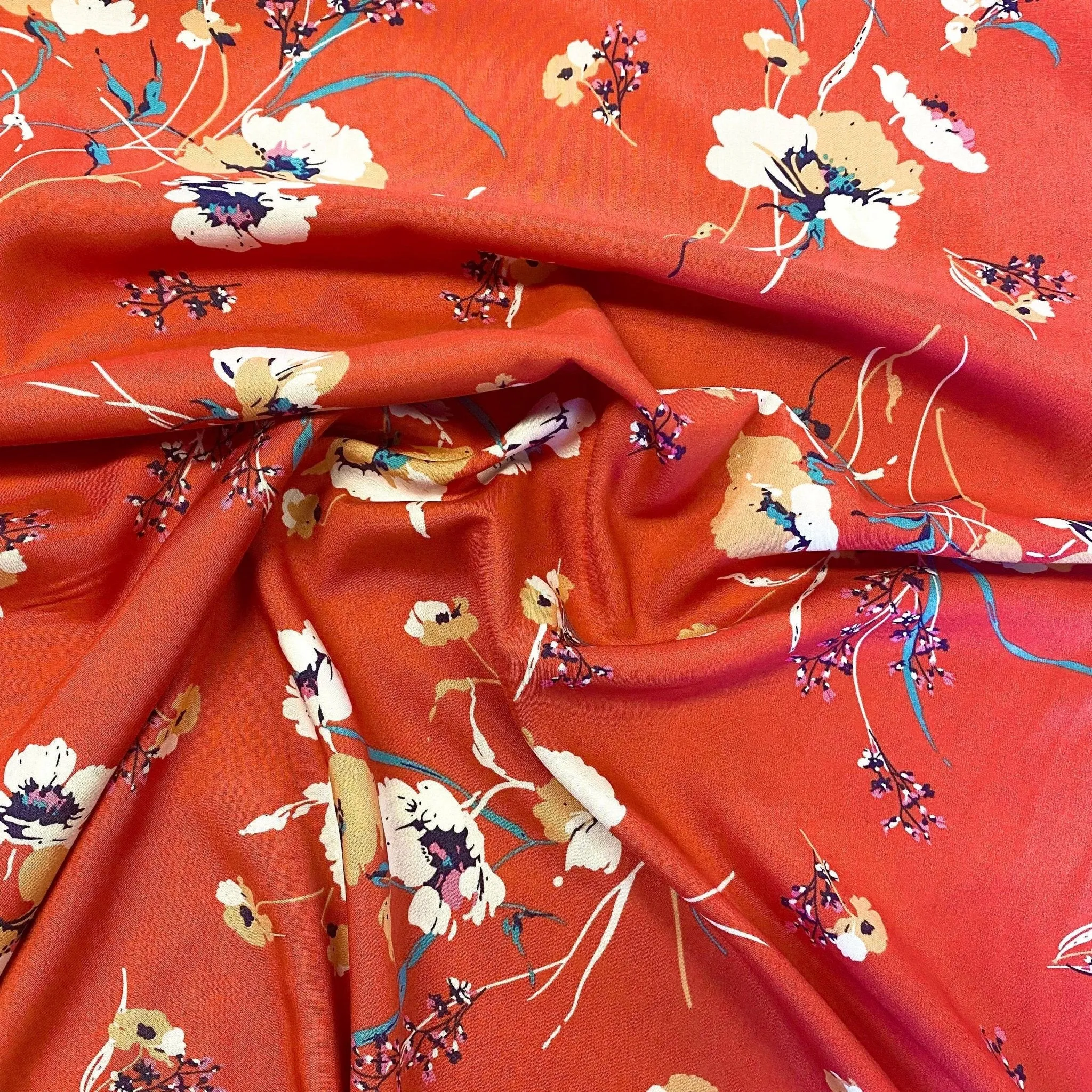 H261 | Grace Blooms Viscose - Orange (38cm end of bolt)