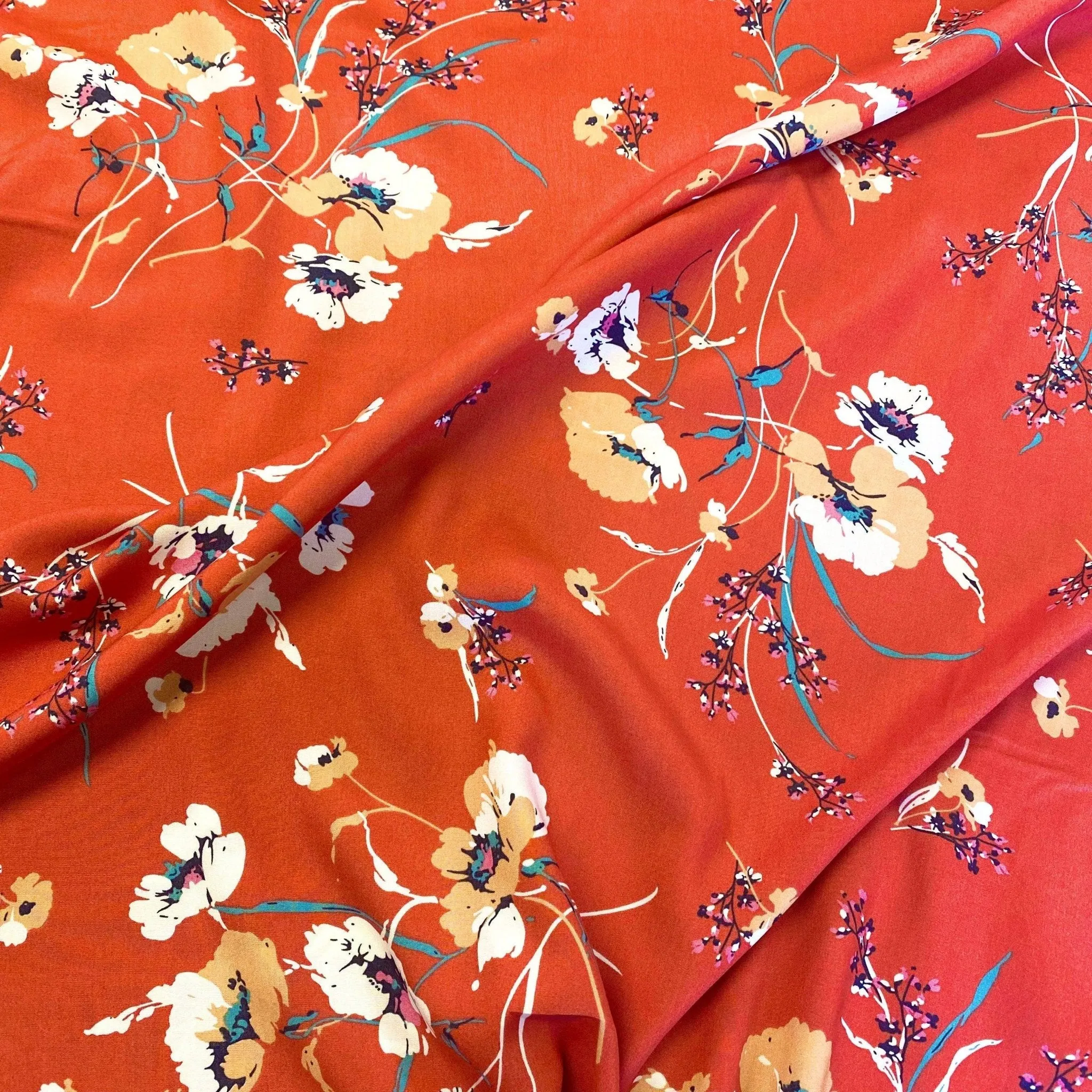 H261 | Grace Blooms Viscose - Orange (38cm end of bolt)