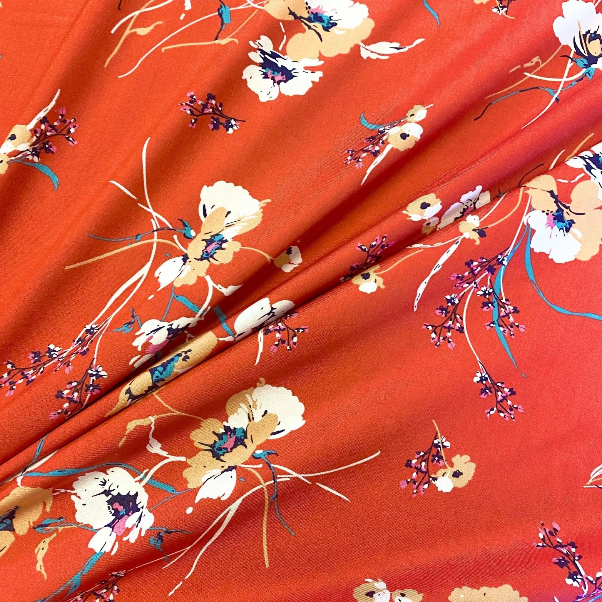 H56 | Grace Blooms Viscose - Orange (92cm end of bolt)