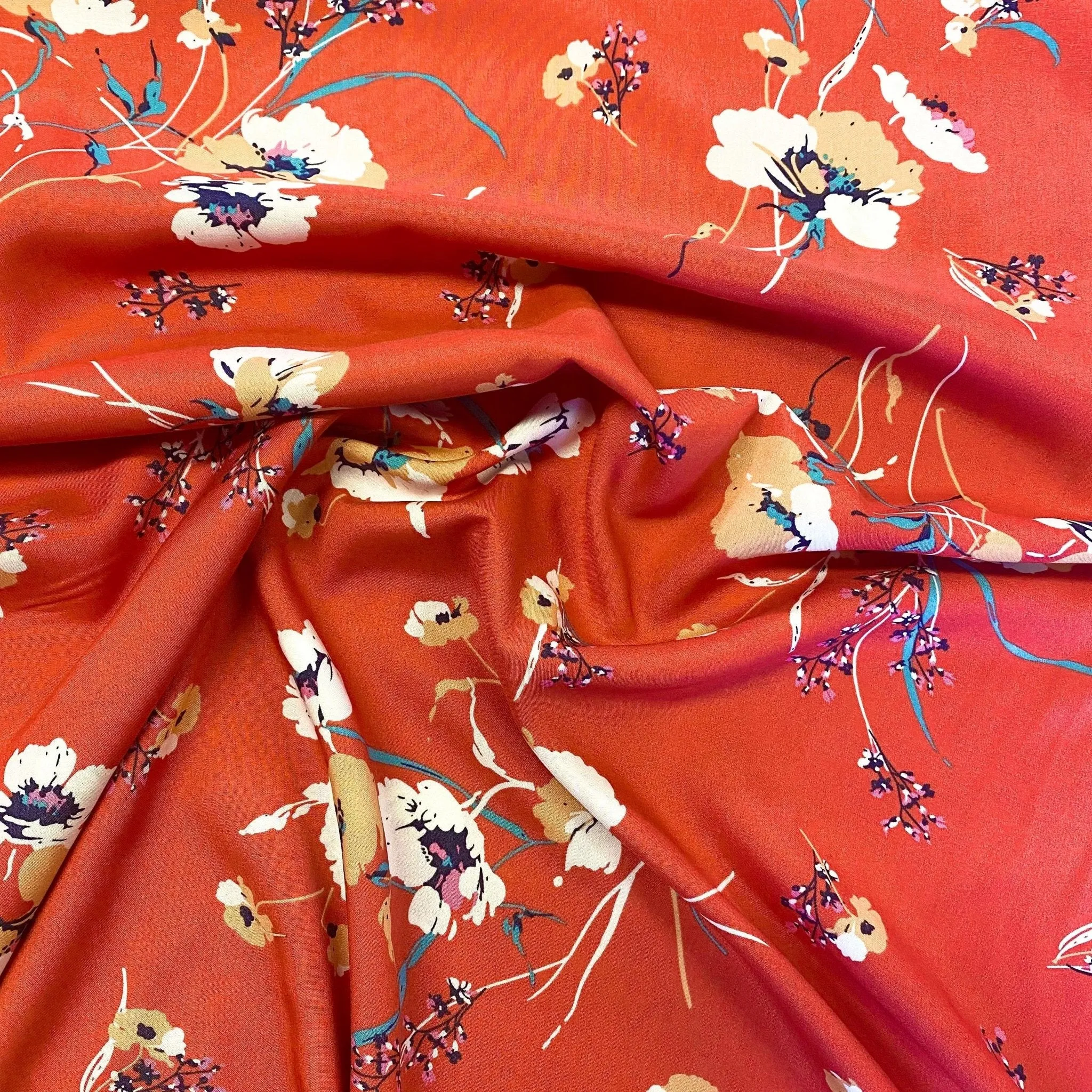 H56 | Grace Blooms Viscose - Orange (92cm end of bolt)