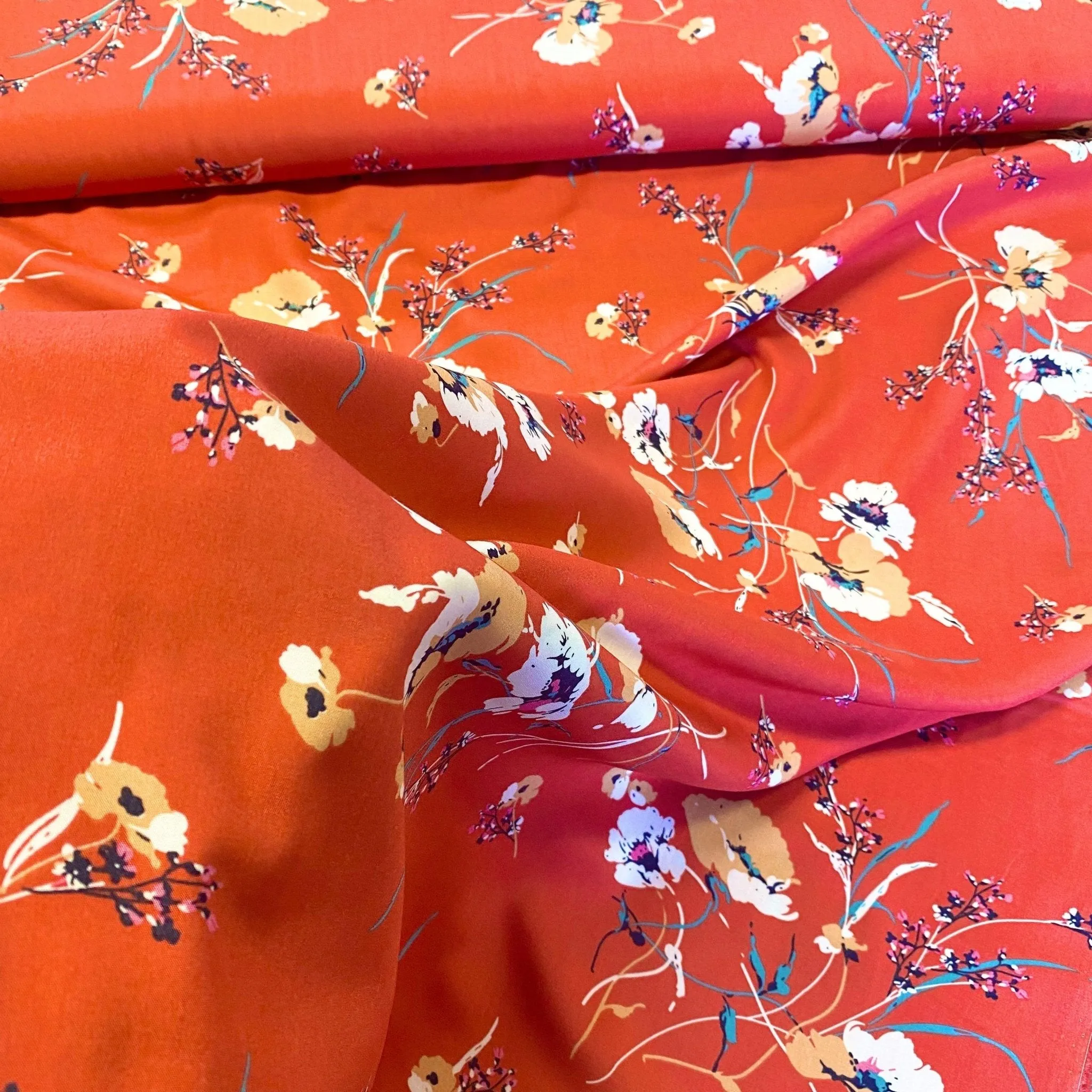 H56 | Grace Blooms Viscose - Orange (92cm end of bolt)