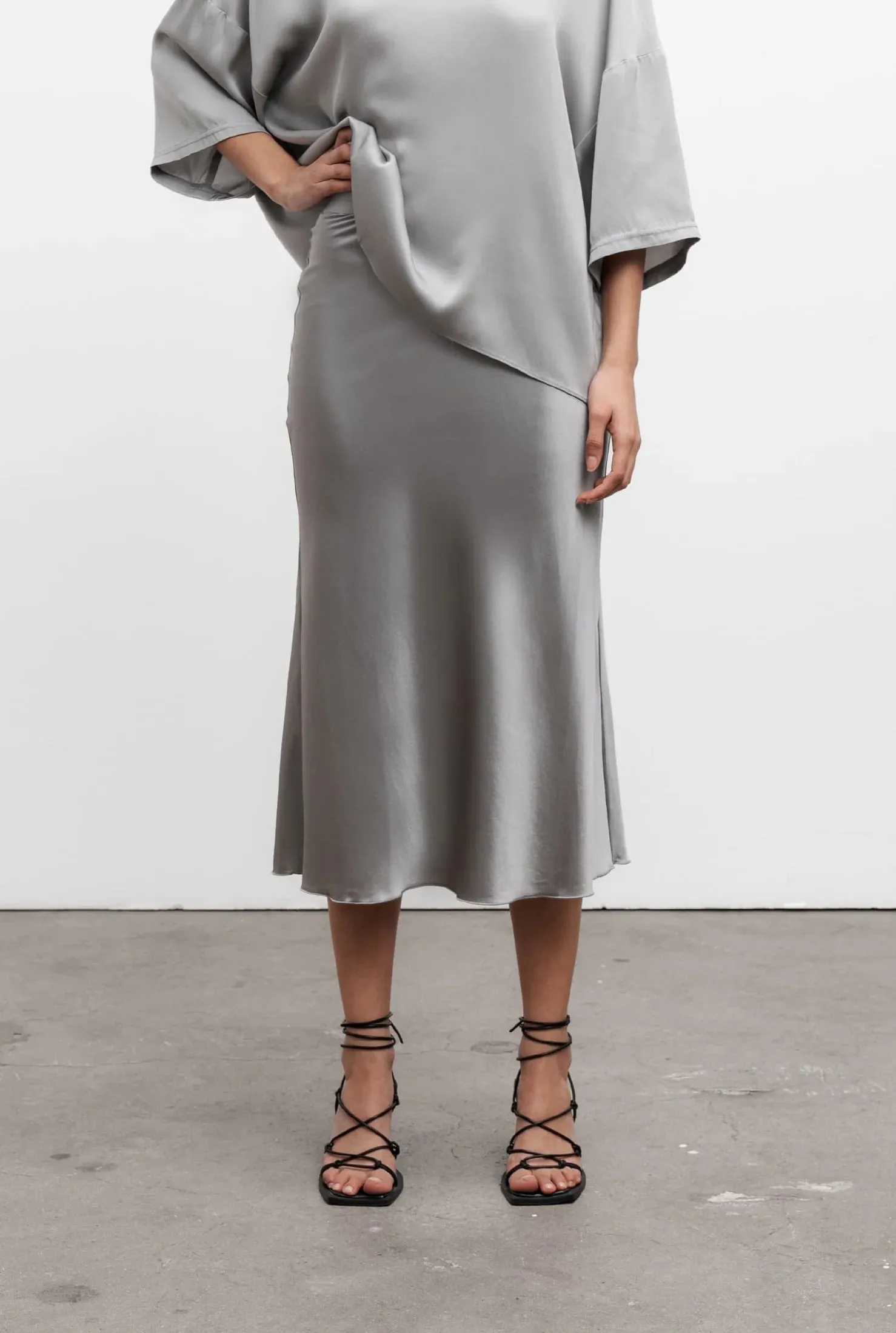 Hana Silk Satin Skirt