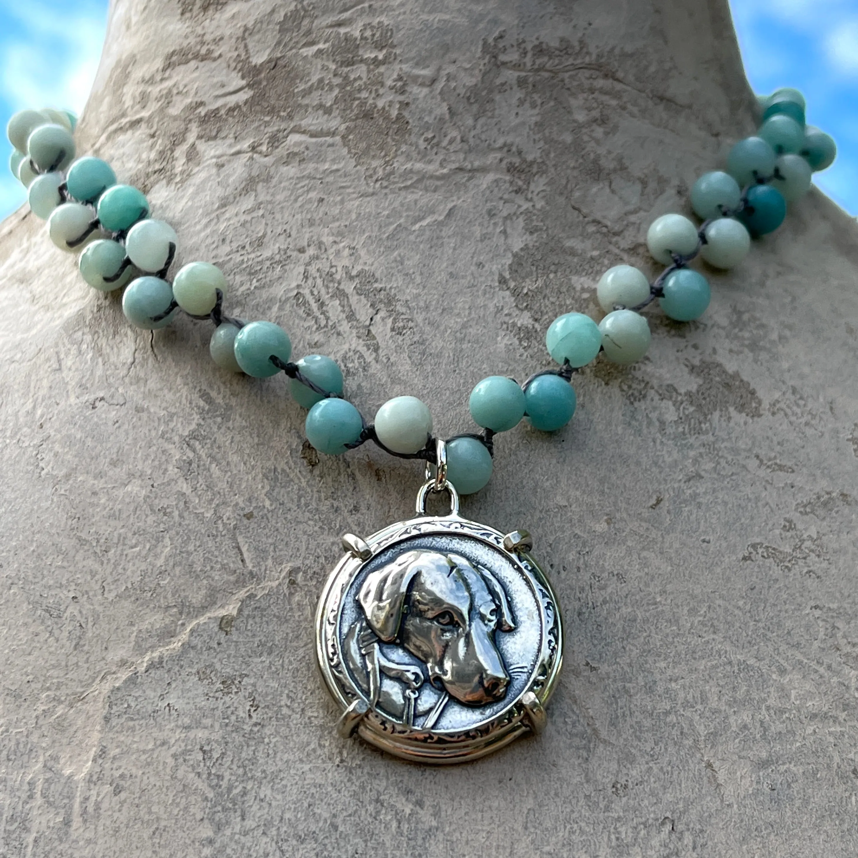 Handsome Hound Dog Button Necklace
