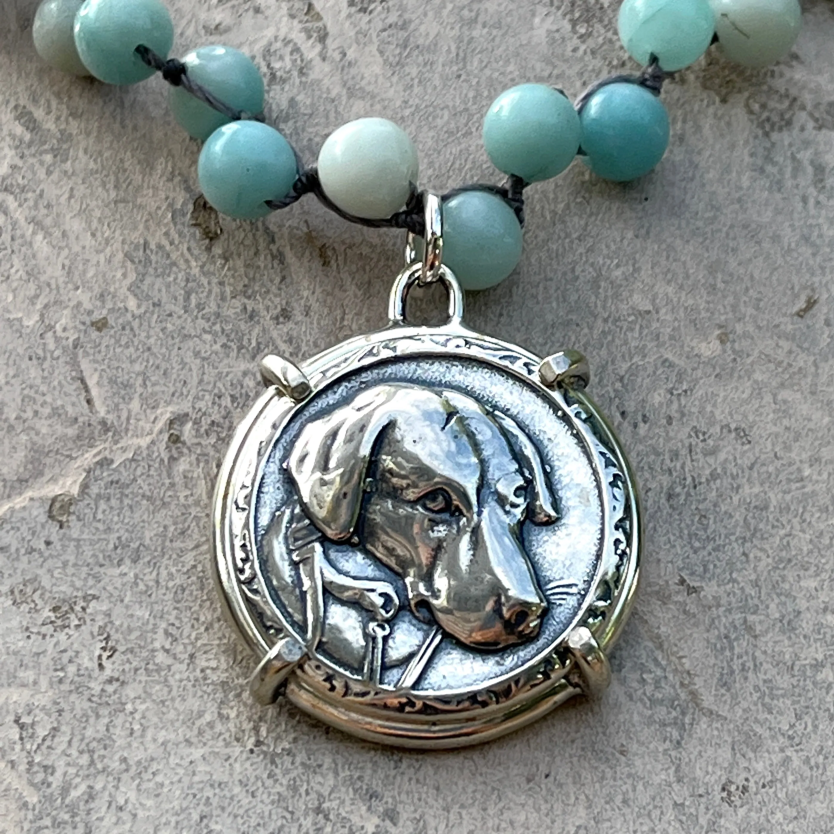 Handsome Hound Dog Button Necklace