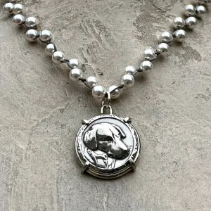 Handsome Hound Dog Button Necklace