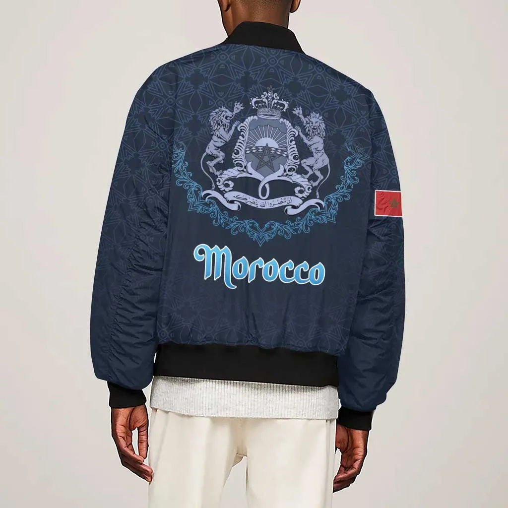 Happy Eid Al-Adha Sleeve Zip Bomber Jacket Morocco Mubarak LT15