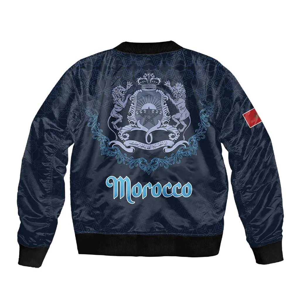 Happy Eid Al-Adha Sleeve Zip Bomber Jacket Morocco Mubarak LT15
