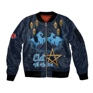 Happy Eid Al-Adha Sleeve Zip Bomber Jacket Morocco Mubarak LT15