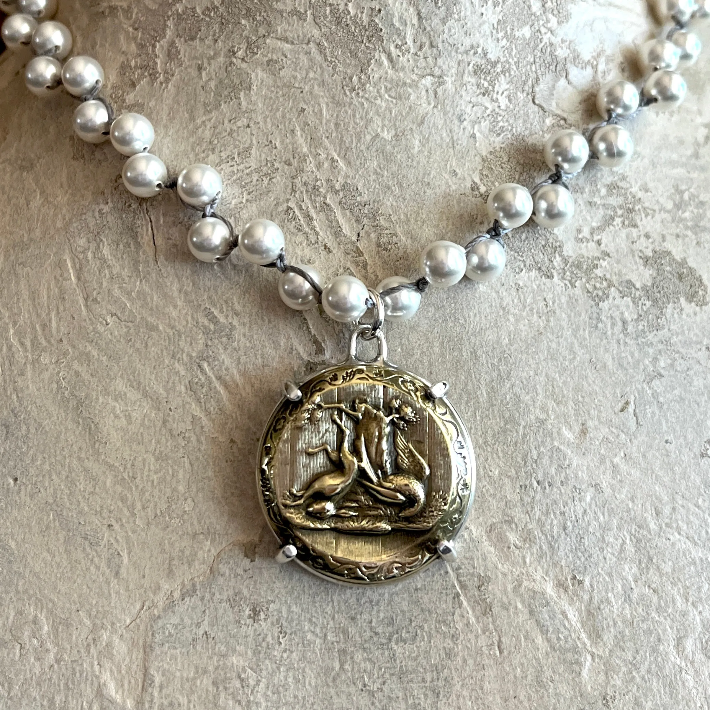 Hare & Pheasant Button Necklace