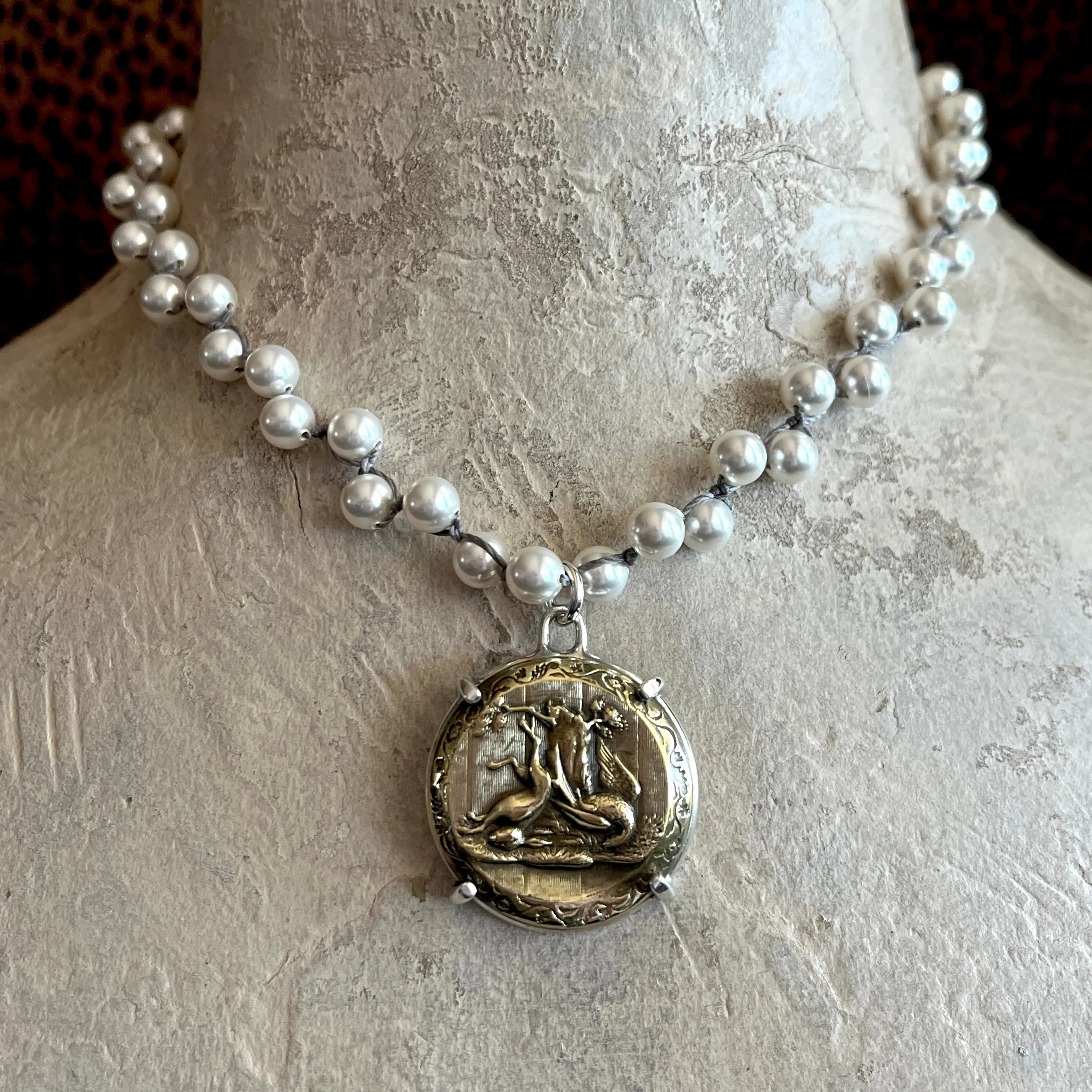 Hare & Pheasant Button Necklace