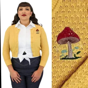 Hemet Embroidered Mushroom Knit Sweater Cardigan