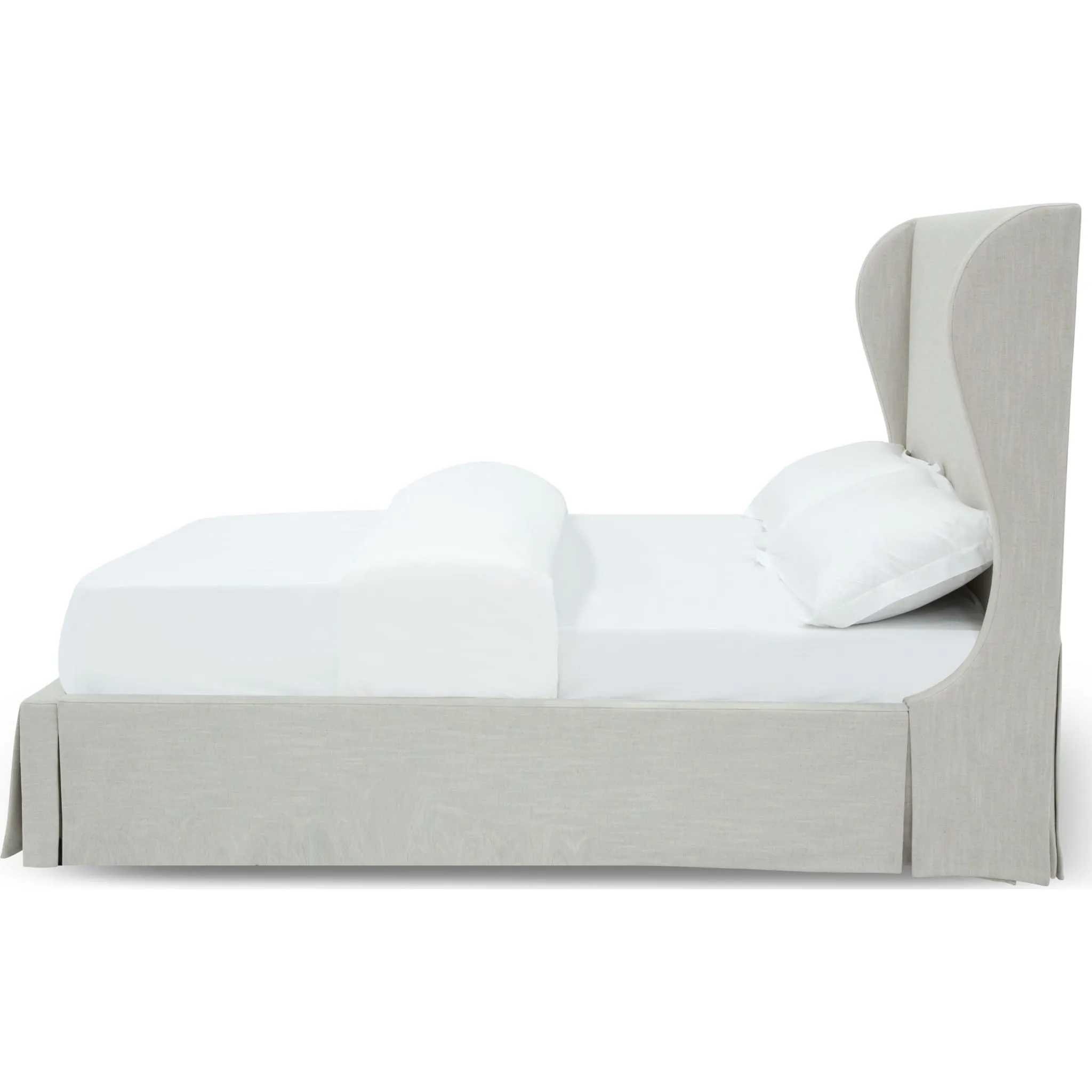 Hera Skirted Footboard Storage Panel Bed in Oatmeal