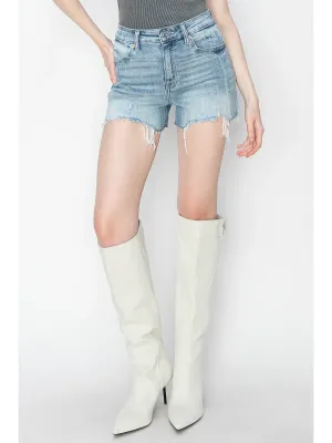 High Rise Stretch Denim Shorts