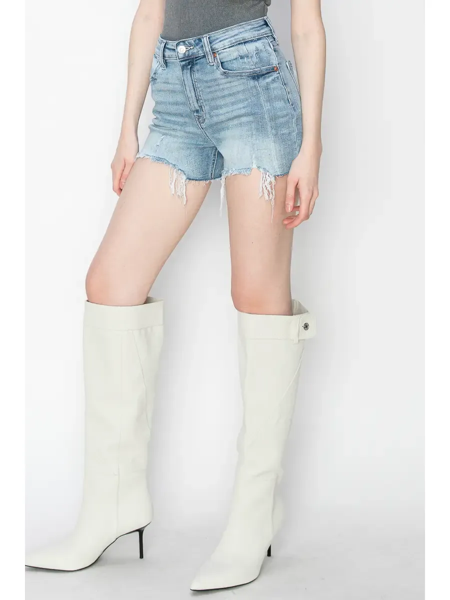 High Rise Stretch Denim Shorts