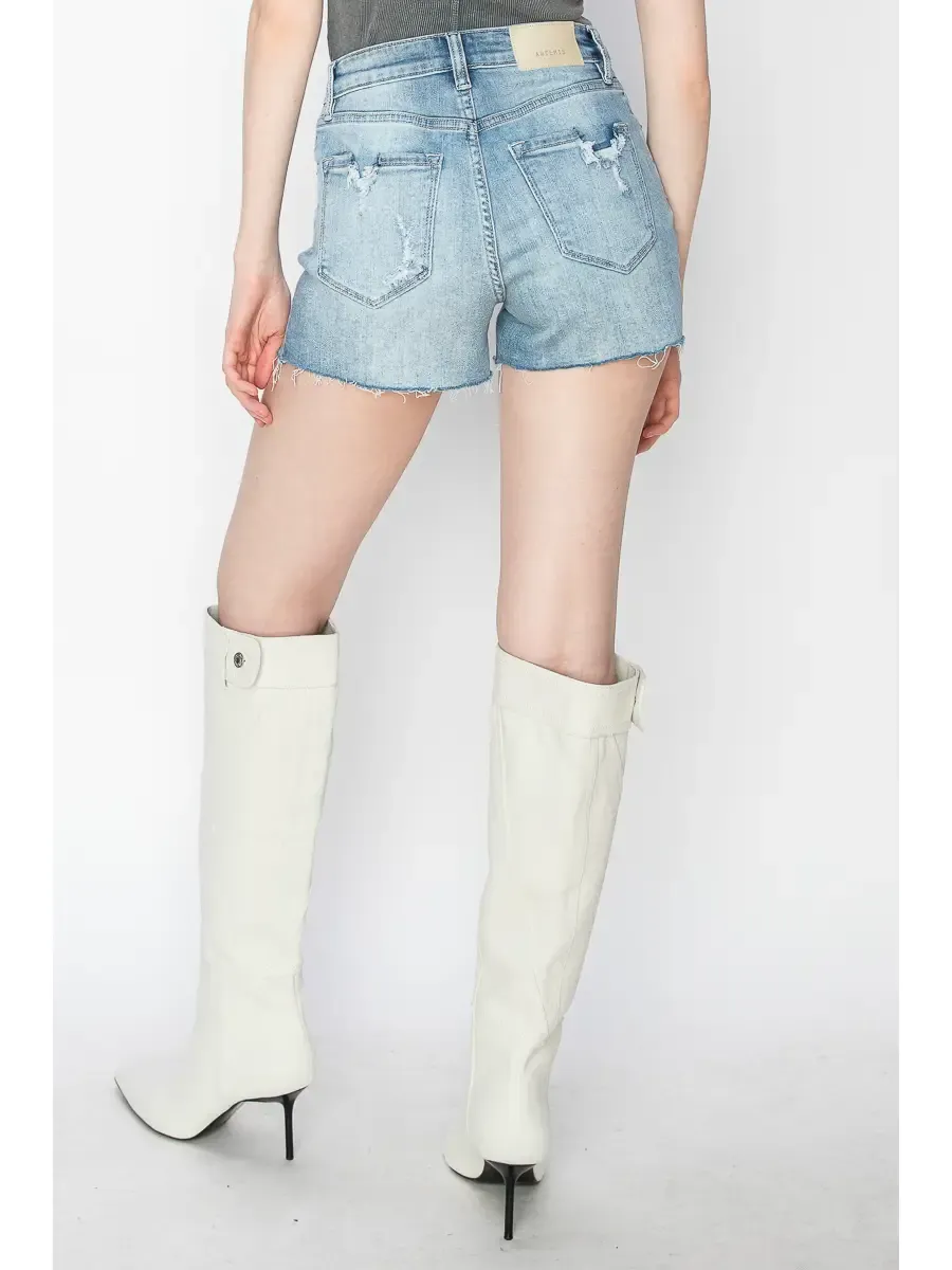 High Rise Stretch Denim Shorts