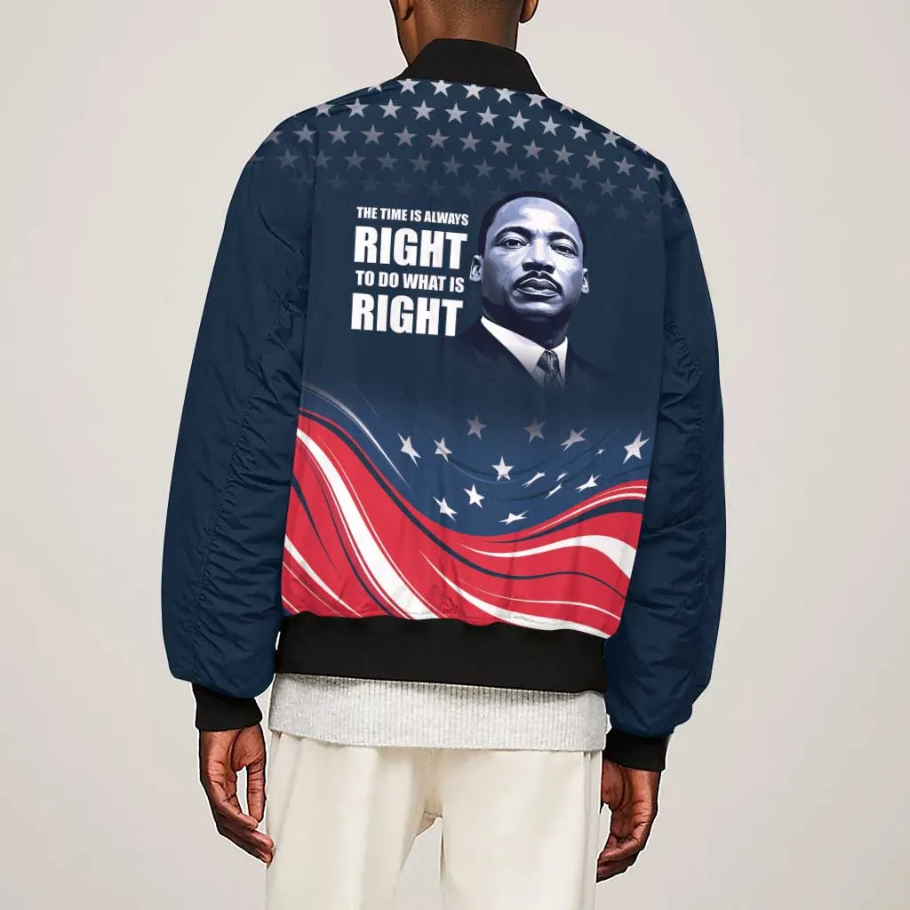Honor MLK African-American Civil Rights Leaders Sleeve Zip Bomber Jacket The Time Is Always Right To Do What Is Right LT9