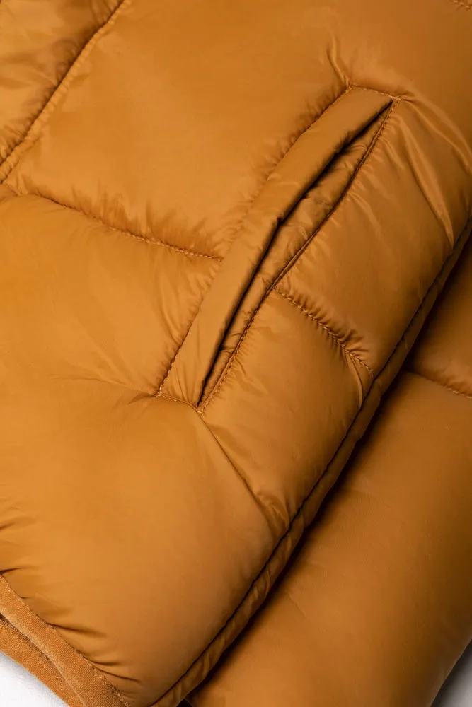 Hooded Puffer Jacket Tan
