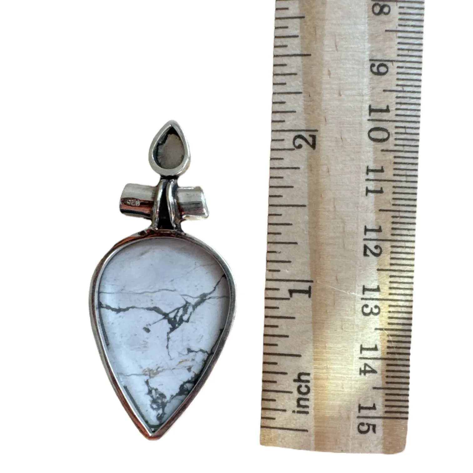 Howlite & Rainbow Moonstone Solid 925 Sterling Silver Pendant