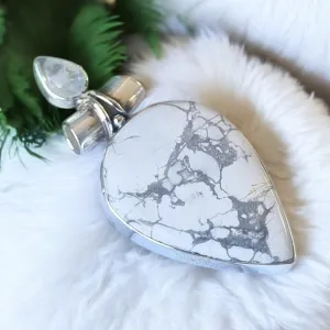 Howlite & Rainbow Moonstone Solid 925 Sterling Silver Pendant