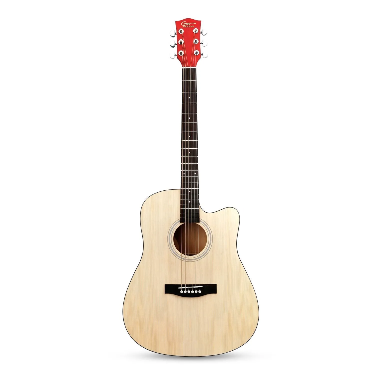 HRICANE GU-2 41 Inch Solid Spruce Top Folk Natural-Cutaway Acoustic Guitar