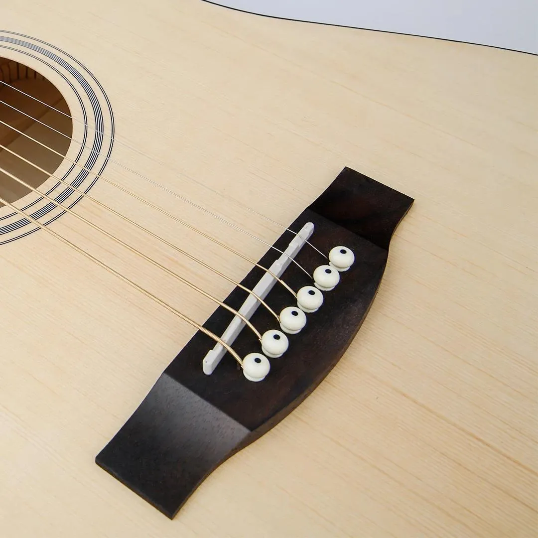 HRICANE GU-2 41 Inch Solid Spruce Top Folk Natural-Cutaway Acoustic Guitar