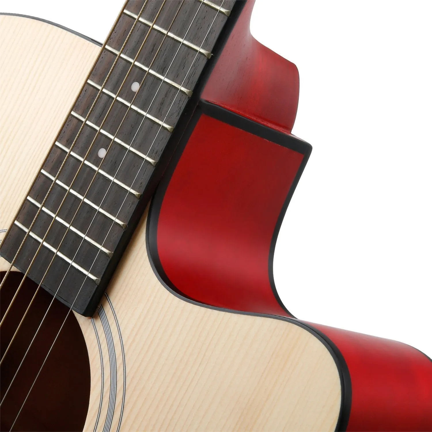 HRICANE GU-2 41 Inch Solid Spruce Top Folk Natural-Cutaway Acoustic Guitar