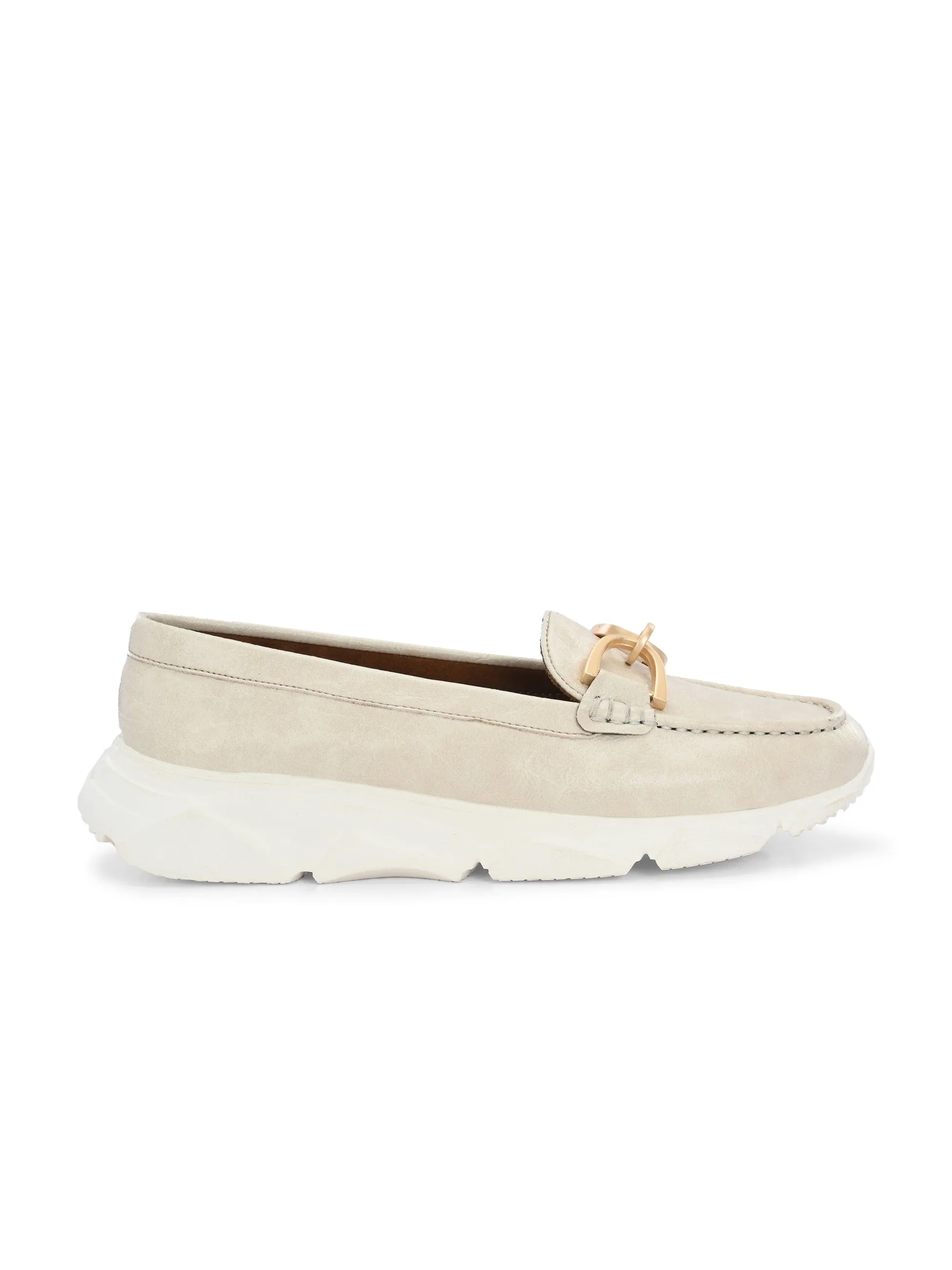Ivory Buckled Sneakers