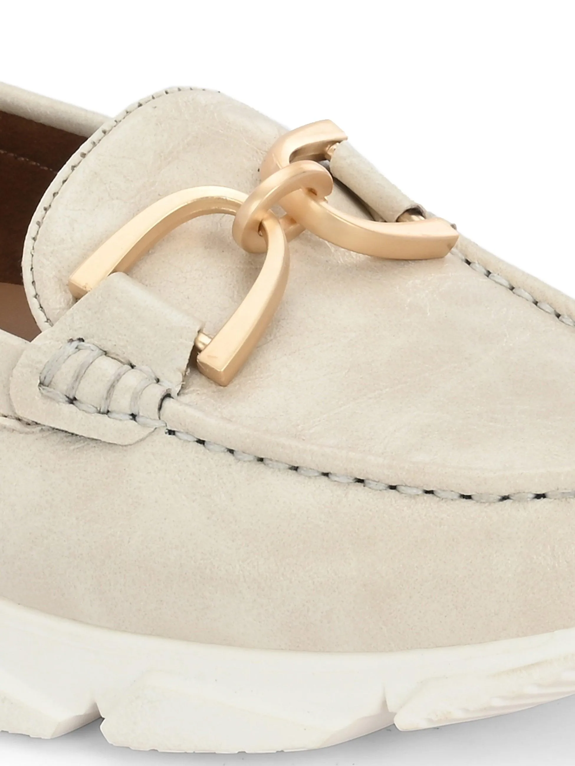 Ivory Buckled Sneakers