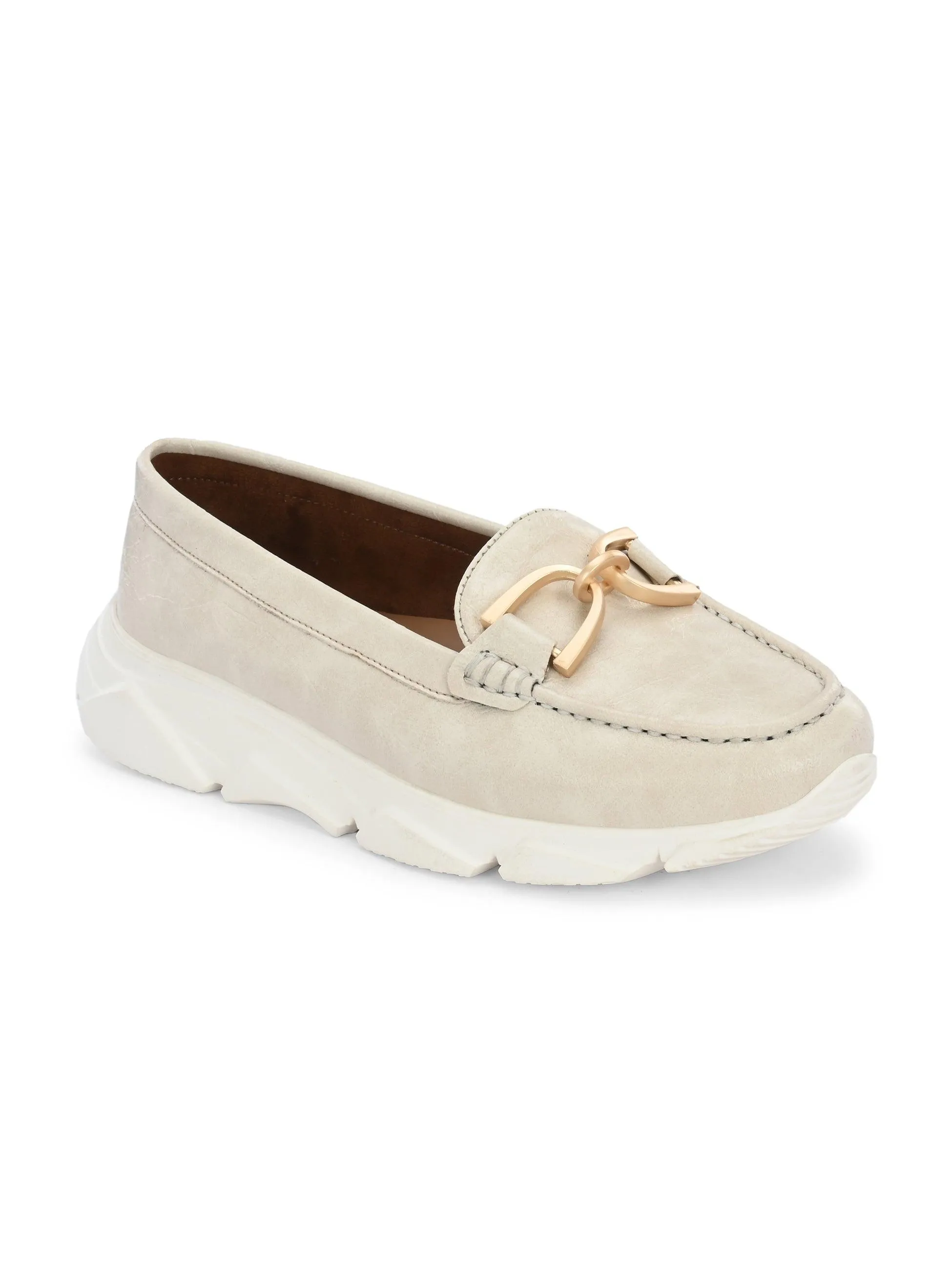 Ivory Buckled Sneakers