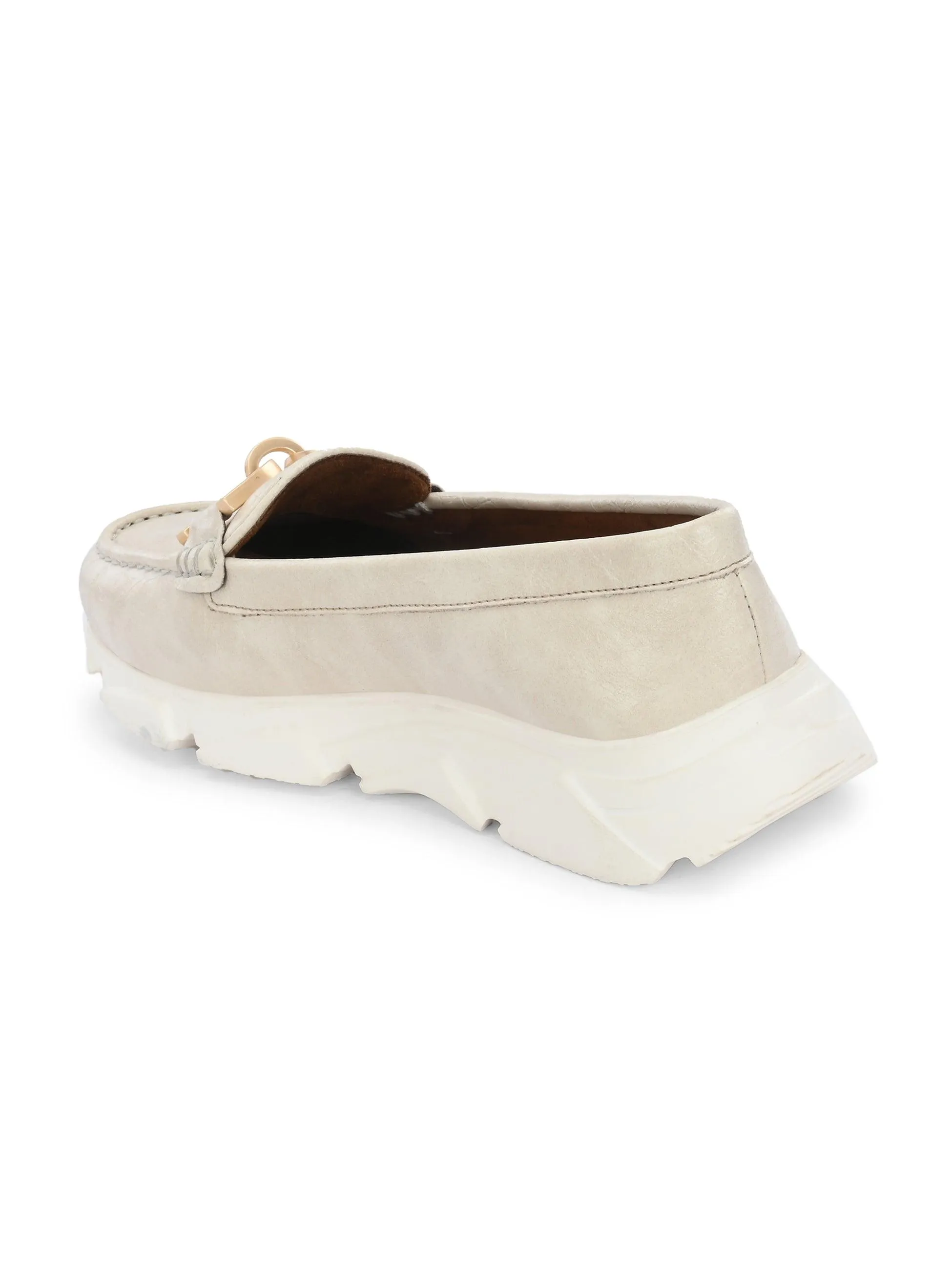 Ivory Buckled Sneakers