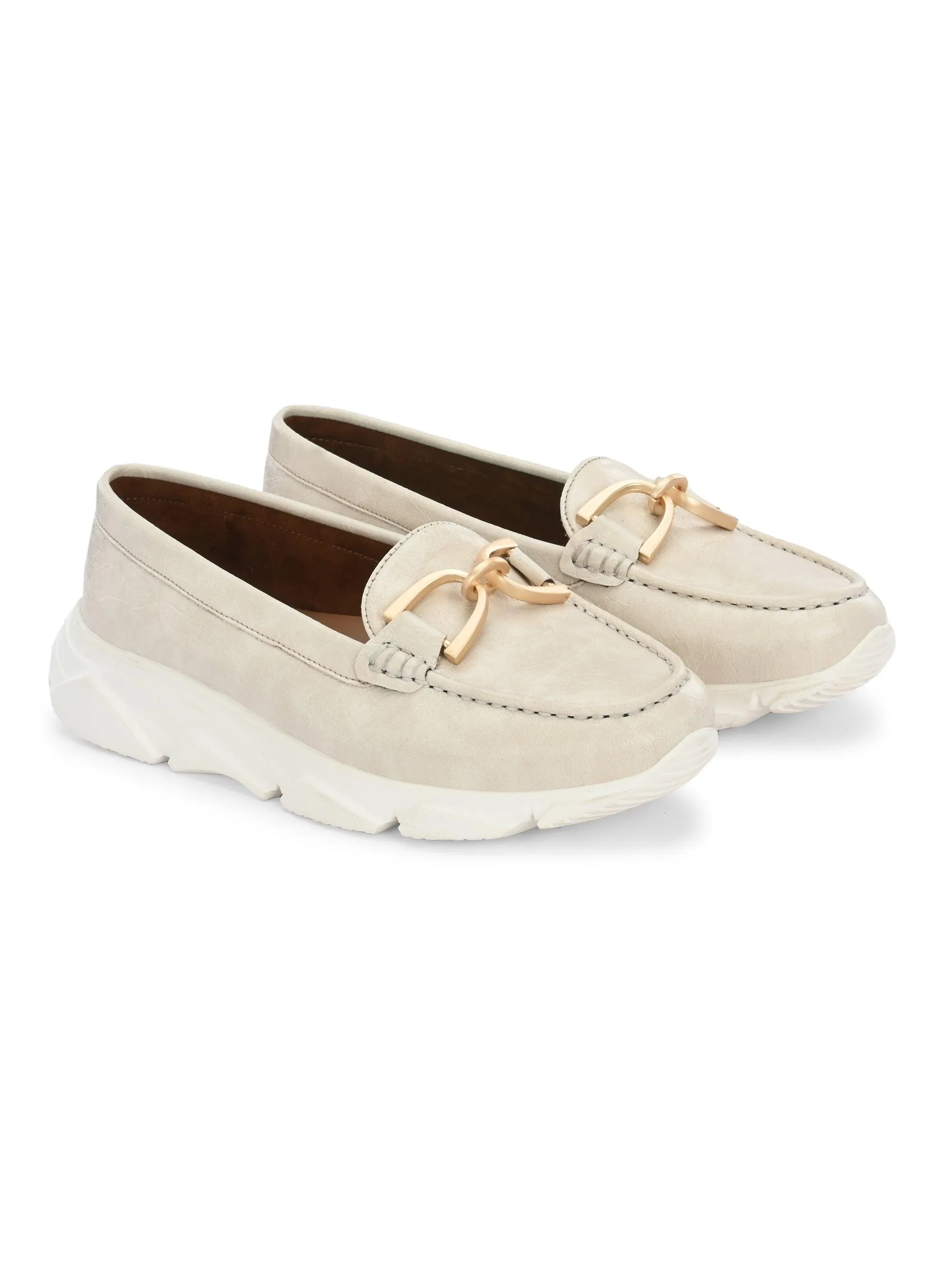 Ivory Buckled Sneakers
