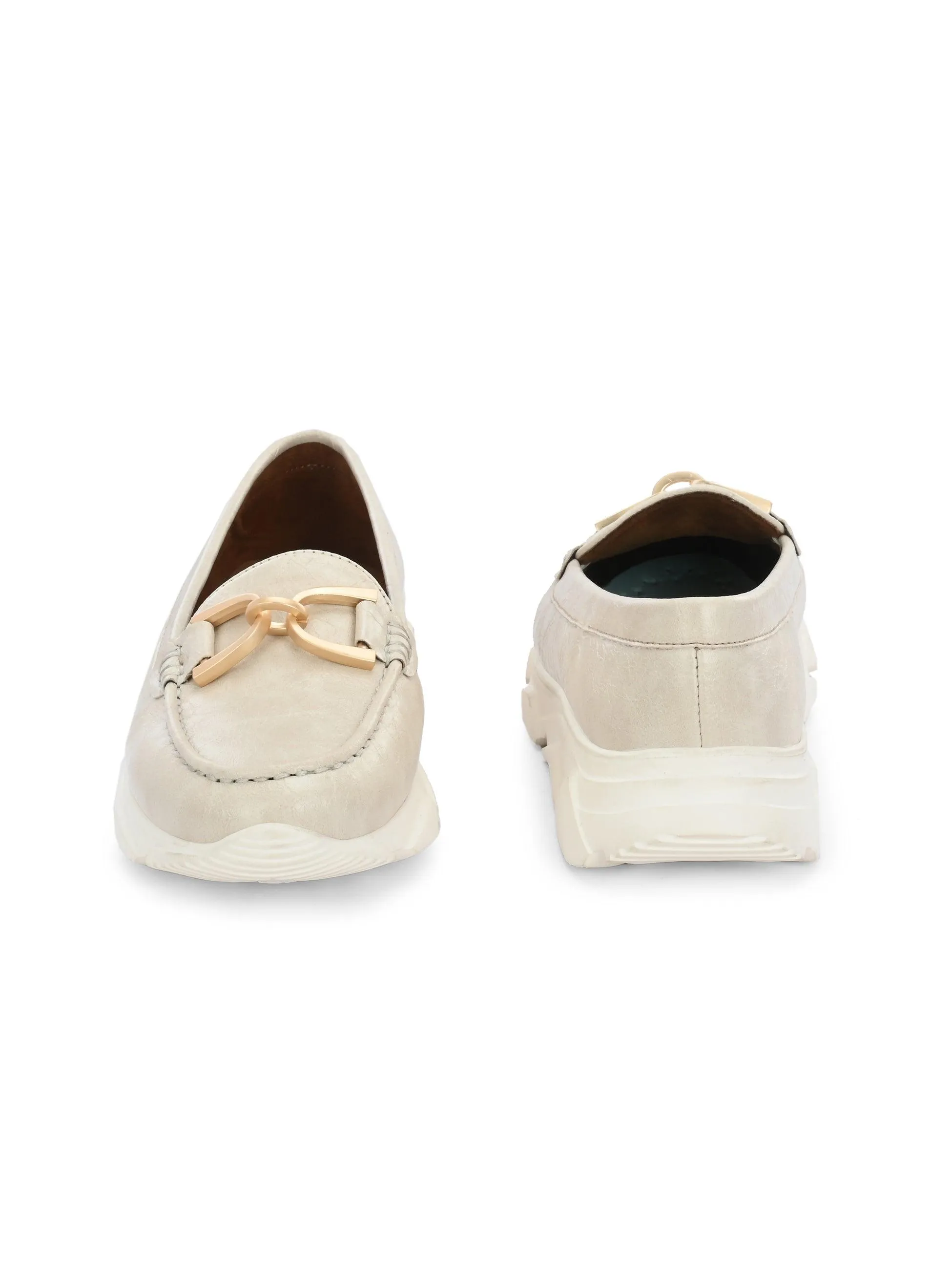 Ivory Buckled Sneakers