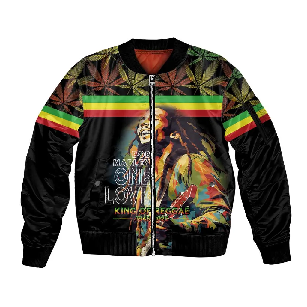 Jamaica Legend Bob Birthday Sleeve Zip Bomber Jacket Thank You For The Memories LT15