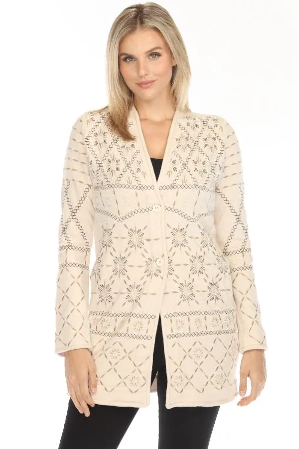Johnny Was Biya Rhodes Pearl Midi Cardigan B57924-O *