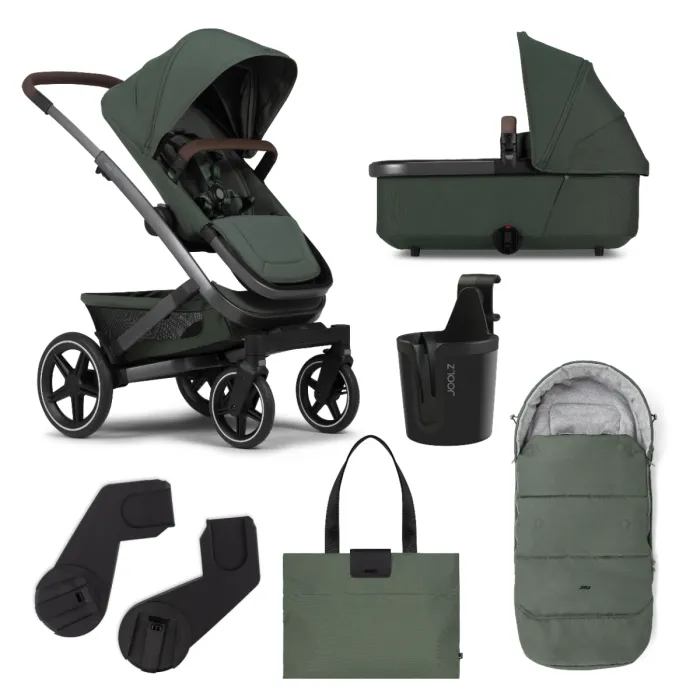 Joolz Geo3 Classic Bundle - Forest Green with Cloud T i-Size Car Seat and Base T