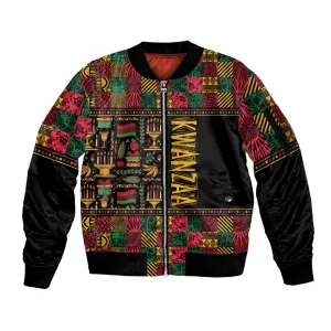 Kwanzaa African Pattern Sleeve Zip Bomber Jacket LT01