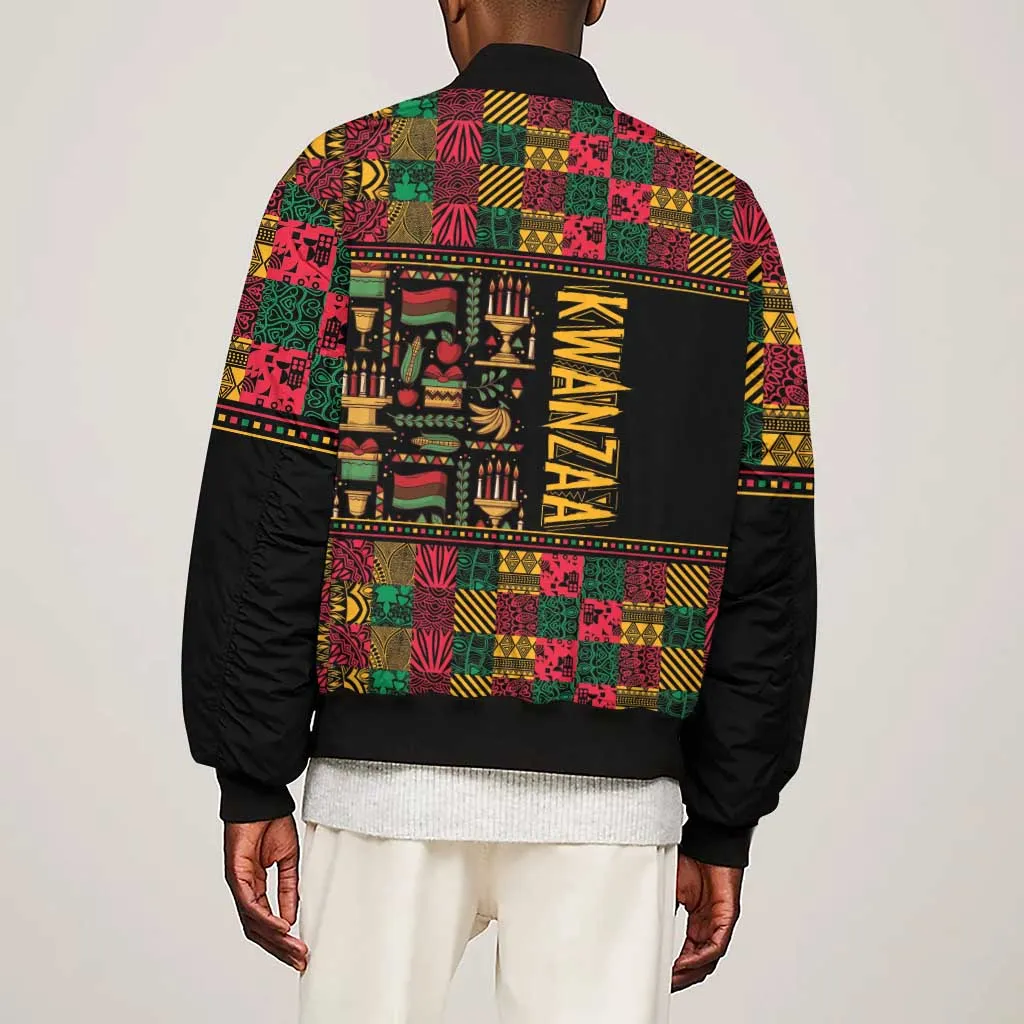 Kwanzaa African Pattern Sleeve Zip Bomber Jacket LT01