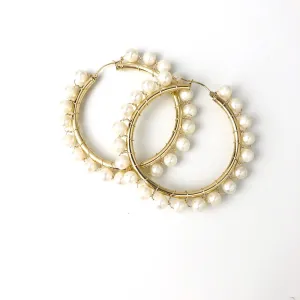 Large Pearl Hoops