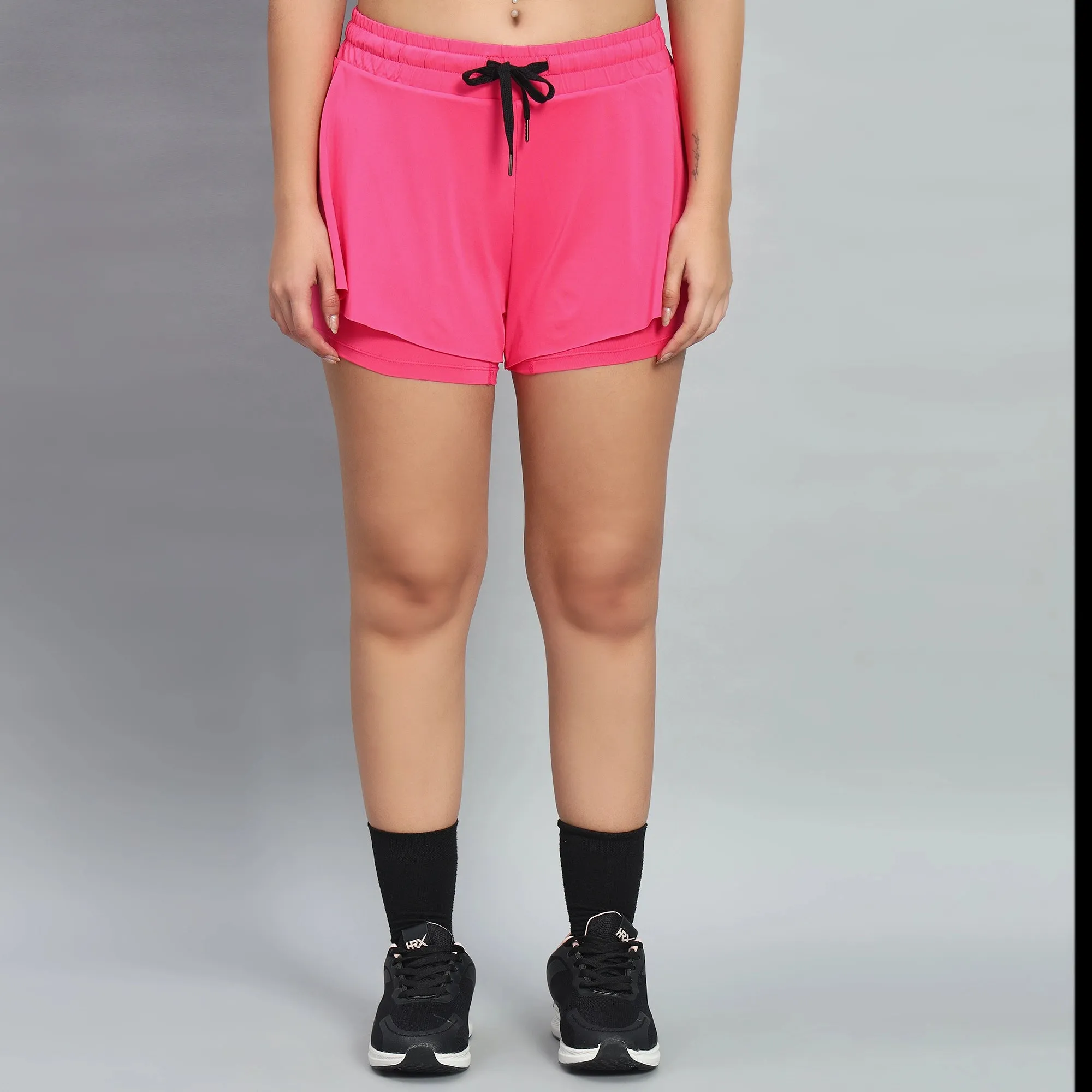 Layered High waisted Stretch Shorts