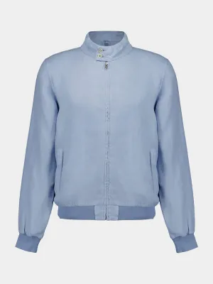 Light Blue Linen Bomber Jacket