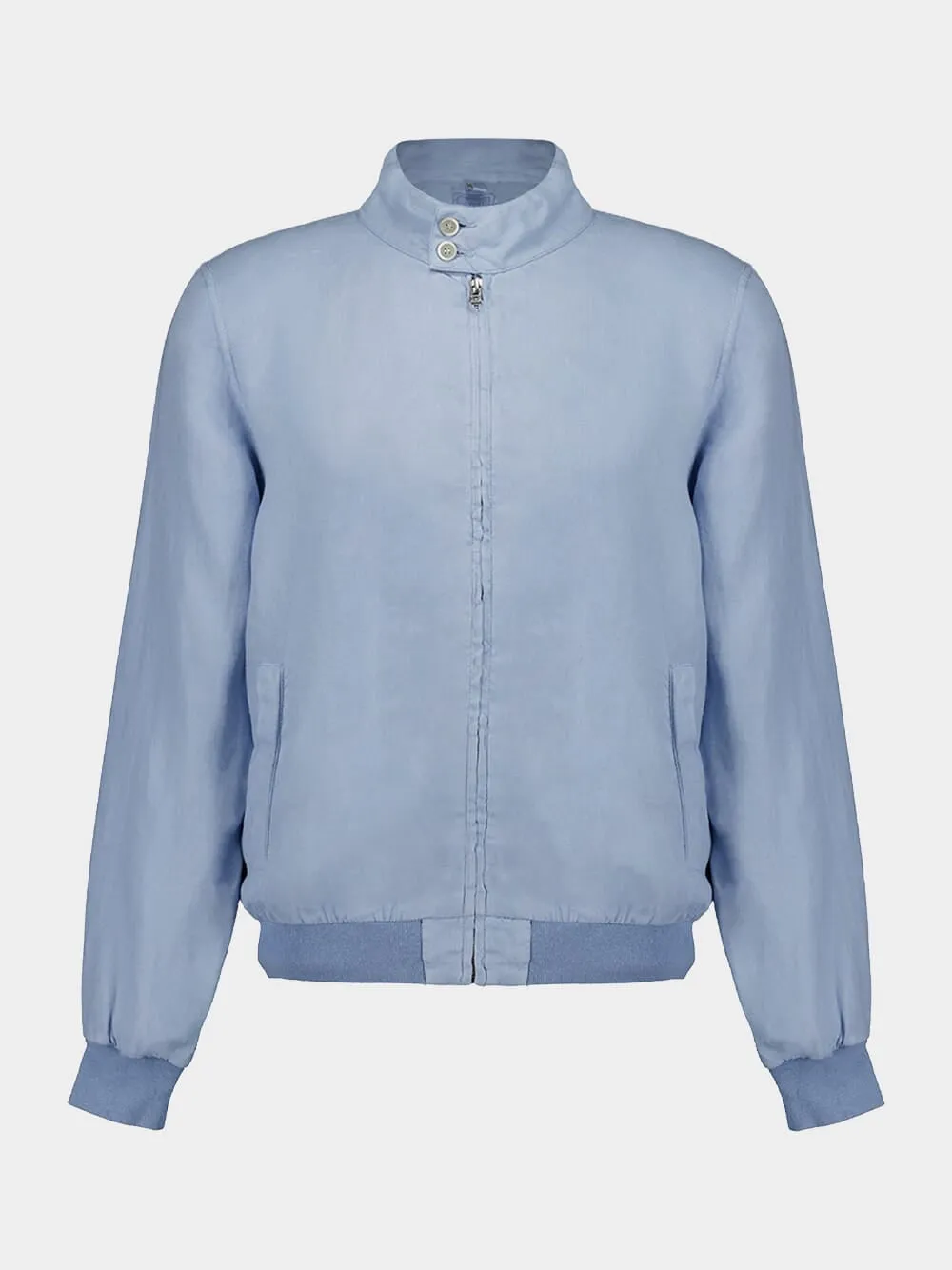 Light Blue Linen Bomber Jacket